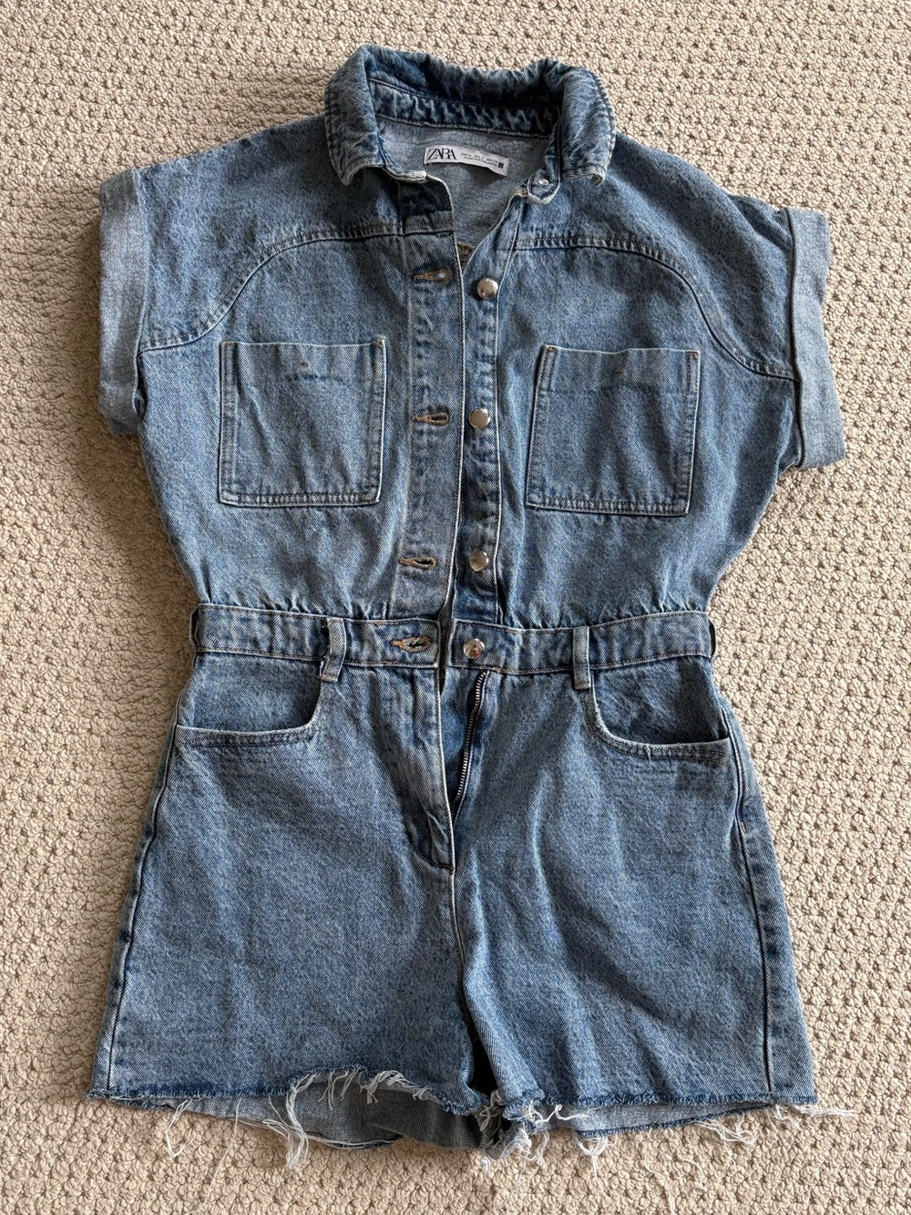 Zara Light Blue Denim Jumpsuit